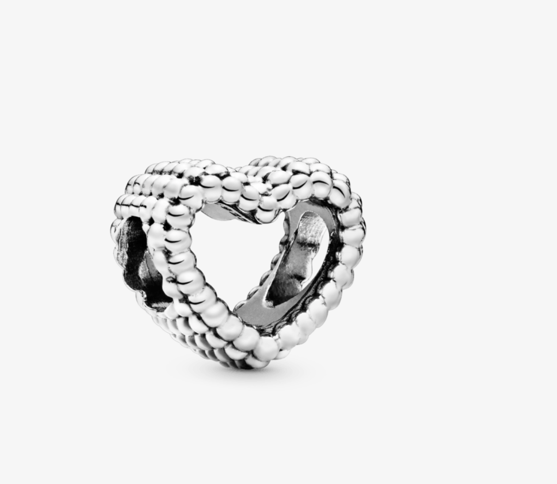 Pandora Charm - Beaded Open Heart