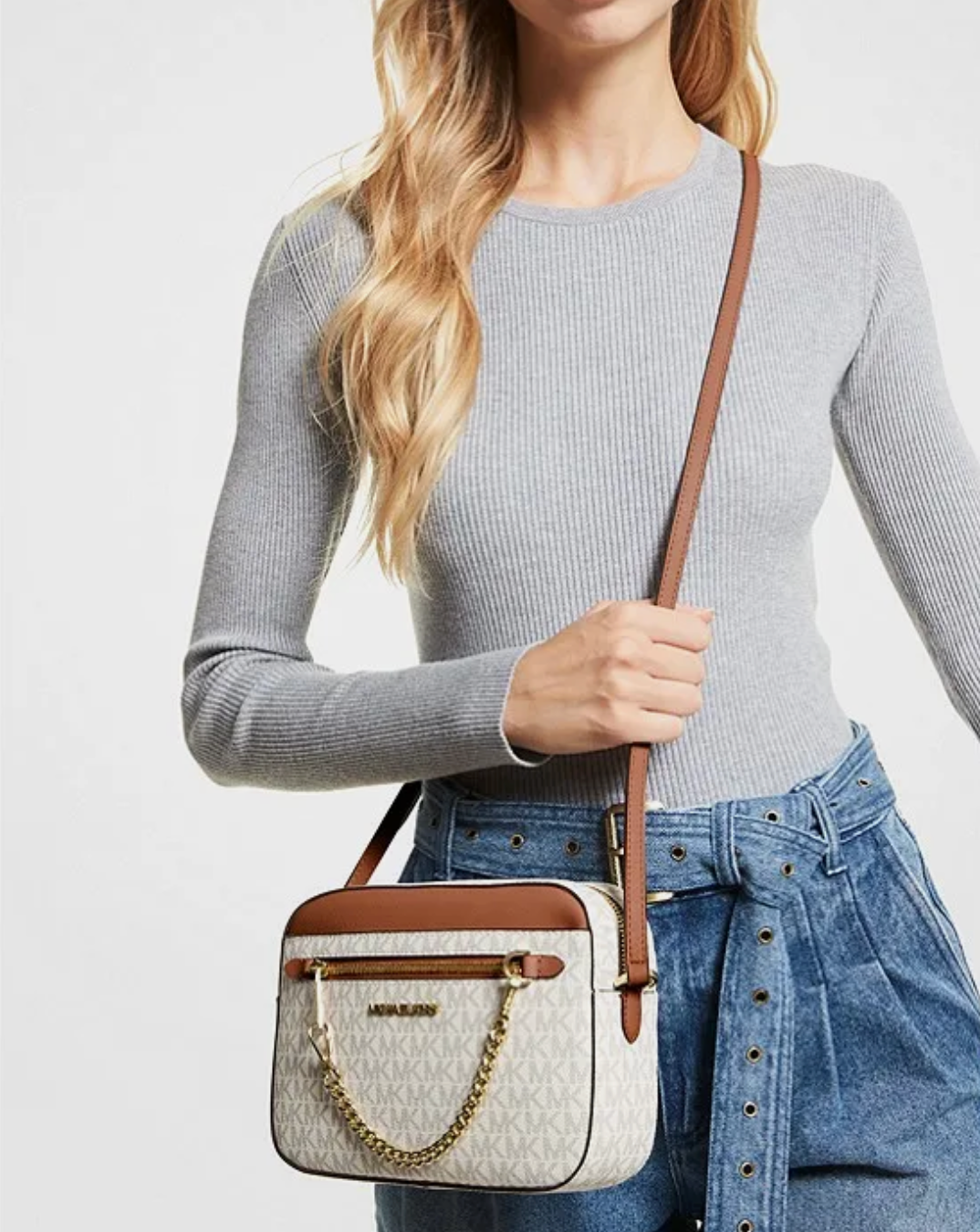 Crossbody Michael Kors - Lg Ew Zp Chain XBDY Vanilla