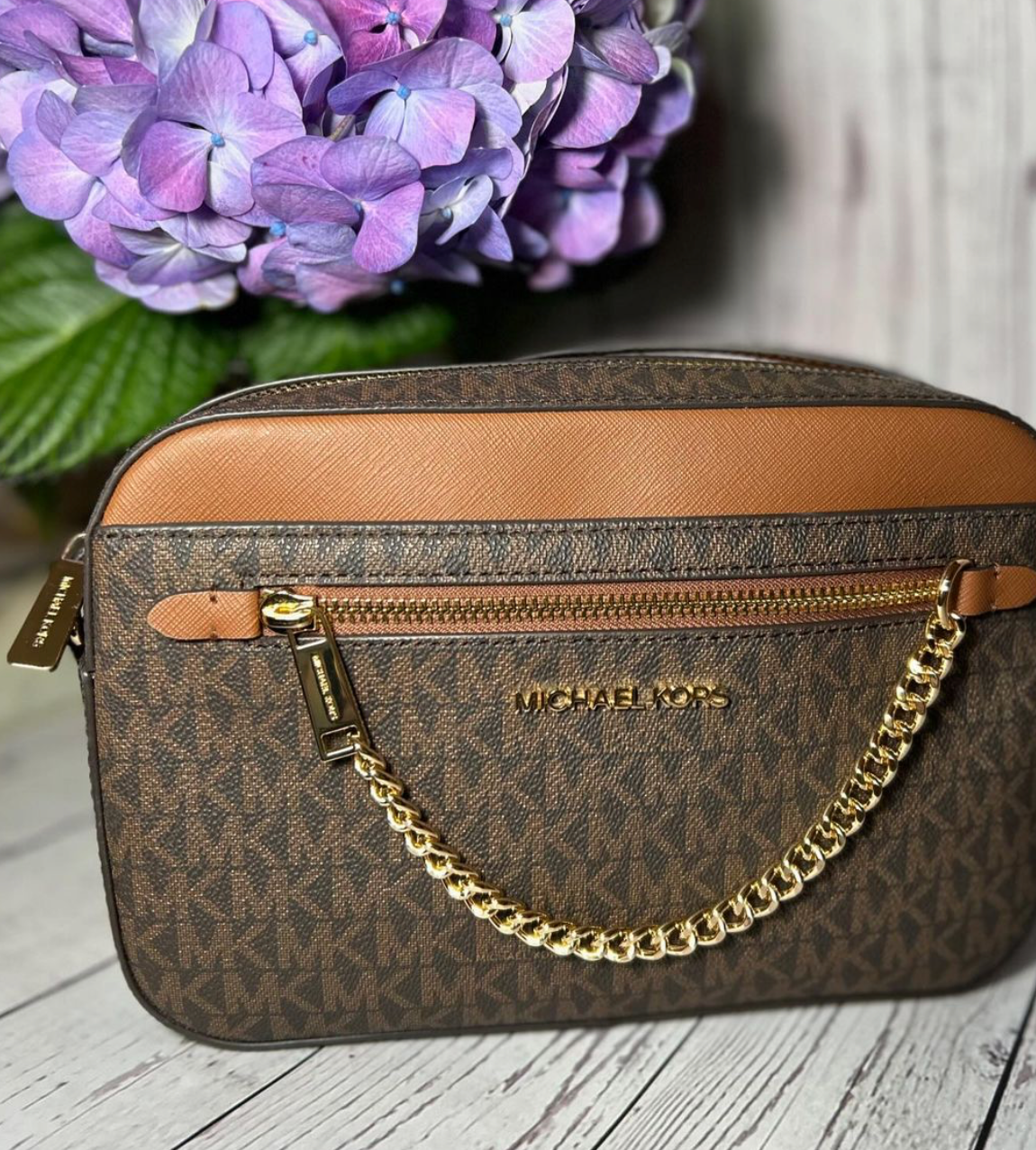 Crossbody Michael Kors - Lg Ew Zp Chain XBDY Brown