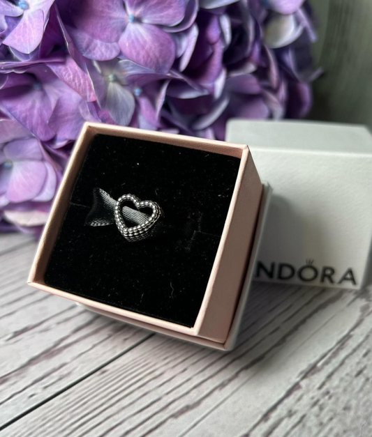 Pandora Charm - Beaded Open Heart